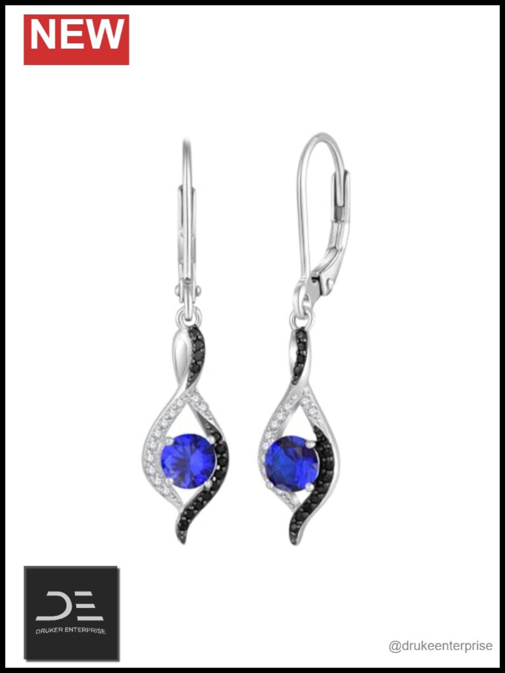 JO WISDOM 925 Sterling Silver Infinity Two Tone Dangle Earrings CZ Leverback